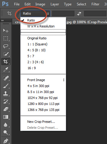 4. Choose your preset Apect ratio