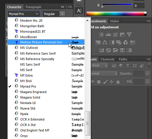 install fonts in photoshop Step 9