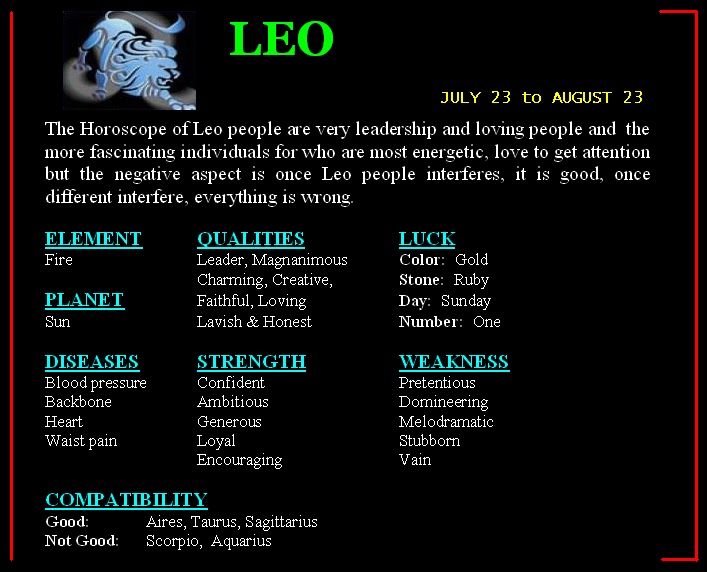 leo compatibility signs - leo horoscope compatibility signs