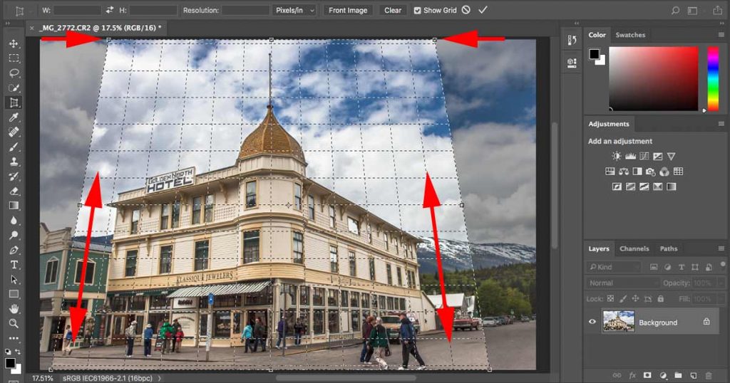 Perspective crop tool in Photoshop